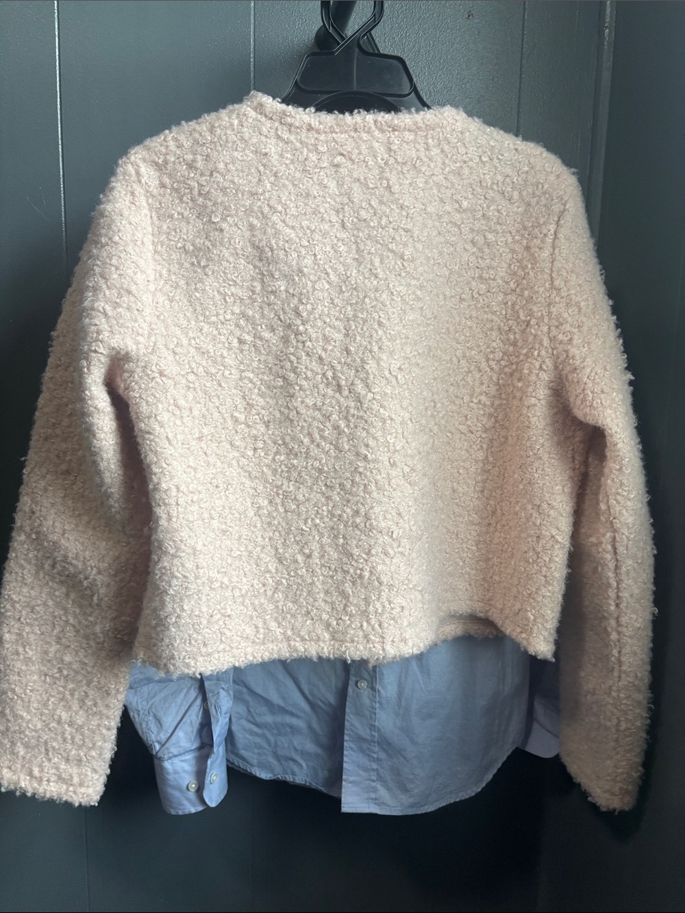 H&M Blush Bouclé Cropped Teddy Jacket Medium - Picture 7 of 7